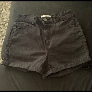 Black high rise shorts